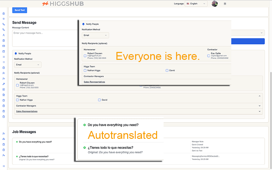 Messaging Center Interface
