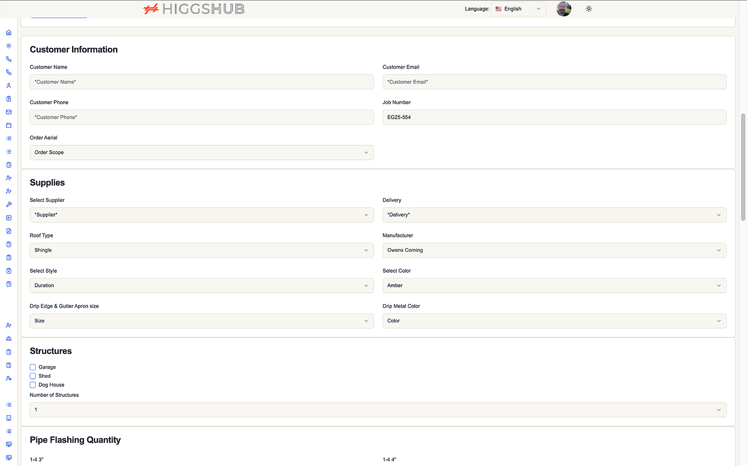 Job Construction Interface